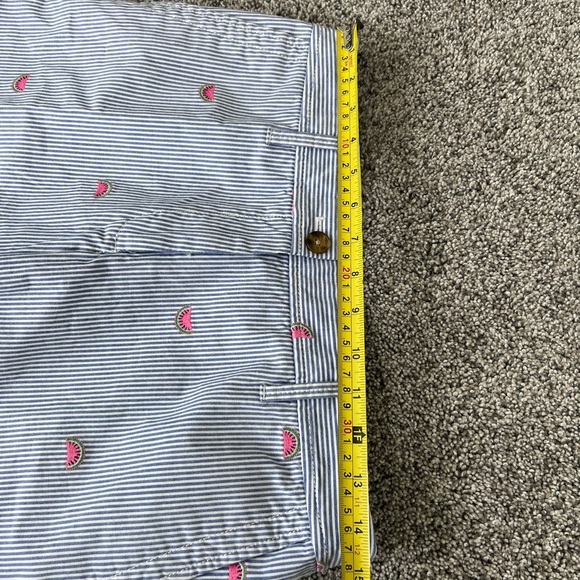 Talbots Girlfriend Chino Shorts Watermelon Print Blue White Stripes Cotton 2 - Picture 9 of 12